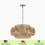 Crystorama Silas 3-LIGHT Beaded Chandelier, Natural Jute. Fixed Price $200.57.