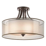 Kichler Lacey Semi Flush 4LT, Antq Pwtr, Wht Organza Trans, Etch - 42387AP. Fixed Price $664.99.