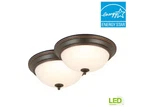 Commercial Electric 13 2-LIGHT Oil Rubbed Bronze Flushmount Ceiling Pack. Fixed Price $44.90.