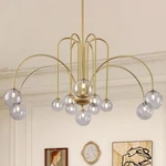 Modern Gold Sputnik Chandelier Mid Century 12 Lights Large L52 Smoke Glass Glob. Fixed Price $414.99.