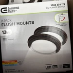 Commercial Electric 13" Oil Rubbed Bronze Color Changing Led Ceiling Flush Mount. Fixed Price $30.99.