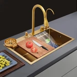 201 Stainless Steel Golden Kitchen Sink With Pull-out Faucet 26.77*18.11*8.66IN. Fixed Price $163.95.
