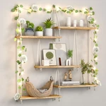 Hanging Shelves For Wall Macrame Plant Shelf With Vine Lights Boho Decor. Fixed Price $36.79.