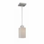 New Lite Source Kubus Pendant Lamp, Polished Steel With Frosted Glass Shade. Fixed Price $58.00.