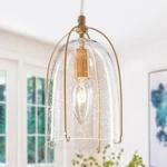 Optimant Lighting Antique Gold Pendant Light, Modern Seeded Glass Hanging Lig.... Fixed Price $21.65.