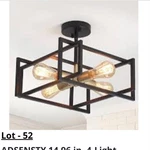 Adsensty 14.96IN 4-LIGHT Black Farmhouse Square Metal Semi-flush Mount. Fixed Price $45.00.