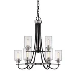 Millennium Lighting 9-LIGHTS 28.5 In. Matte Black/brushed Nickel Chandelier. Fixed Price $235.00.