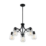 Nuvo Lighting Skybridge Chandelier, Clear Glass, Matte Black 60-7105. Fixed Price $328.00.