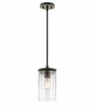Kichler Crosby 43996OZ Olde Bronze 1-LIGHT 6"W Mini Pendant W/clear Glass Shade. Fixed Price $38.96.