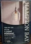 Hampton Bay Gillian 1-LIGHT Mini Pendant With Hammered Glass, Brushed Nickel. Fixed Price $15.00.