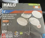 Halo In. 5-COLOR Selectable Canless Slim Integrated Led Downlight (4 Pack). Fixed Price $36.00.