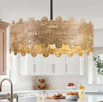 Hfyoxk 20" Farmhouse Chandelier, 5 Lights Adjustable Dining Room Fixture. Fixed Price $49.99.