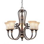 Hampton Bay 17265 Reims 5-LIGHT Berre Walnut Chandelier With Driftwood Glass .... Fixed Price $402.70.