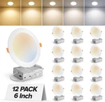 Pack 6" 5CCT Led Recessed Ceiling Dimmable Canless Wafer Downlight 12W. Fixed Price $90.25.