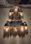 Art Deco Moorish Moroccan Style Handmade Brass Bead Chandelier Two Tier. Fixed Price $4400.00.