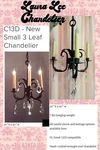 Laura Lee Designs 3 Light Chandelier W/ Crystal Wrought Iron Candle Style. Fixed Price $804.99.