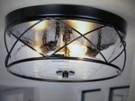 Lnc 13 In 3-LIGHT Black Modern Farmhouse Foyer Flush Mount With Seeded Glass. Fixed Price $75.95.