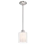Edvivi Pendant Light Mini 1 Brushed Nickel Clear Glass White Shade Kitchen. Fixed Price $45.03.