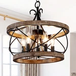 Oaks Decor Chester 5 -light Distressed Brown Farmhouse Cage Wood Chandelier. Fixed Price $99.78.