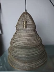 Gold Brass Wire Ring Beehive Pendant Lantern Bohemian Mesh Hanging Light Works!. Fixed Price $99.99.