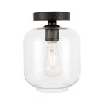 Flush Mount Light Fixture Black With Clear Glass Shade Bathroom Hallway Closet. Fixed Price $121.57.