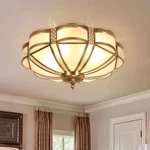 Brass Flush Mount Ceiling Elegant 4 Lights Bedroom Lamp With Shade. Fixed Price $169.99.
