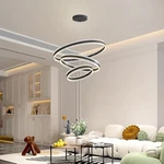 New Modern Black 3-RING Led Chandelier 105W Dimmable Ceiling Light W/ Remote. Fixed Price $90.40.