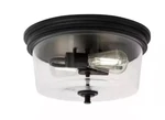 Hampton Bay Manor 14 In. Matte Black Round Flush Mount Clear - Ships Asap. Fixed Price $35.00.