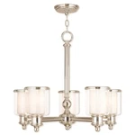 Livex Middlebush 5-LT Chandelier, Nickel/clear Outside/opal Inside 40205-35. Fixed Price $854.96.