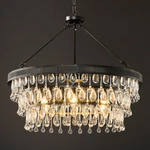 Chandelier Black 28" Round Raindrop K9 Crystals Adjustable Modern Contemporary. Fixed Price $341.04.