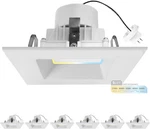 Nuwatt 4" MR16 Led Retrofit Recessed Light Square Trim 5CCT 10W 12V Dimmable 6PK. Fixed Price $109.98.