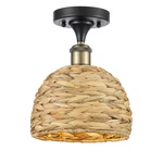 Innovations Lighting 516-1C-11-8 Woven Rattan Semi-flush Black Antique. Fixed Price $193.60.