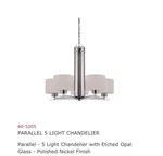 Nuvo Lighting 60/5205 Five Chandelier Mcm Nickel Glass New. Fixed Price $75.00.