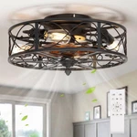 Ceiling Fan Flush Mount Bladeless Low Profile Light Remote Black FLA007A Shluce. Fixed Price $89.99.