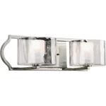 Progress Caress 2-LIGHT Polished Nickel Clear Water Glass Luxe Bath Vanity. Fixed Price $139.90.