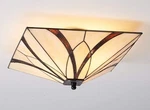 Tiffany Mission Semi Flush Ceiling Light Antique Brass And Art Colorful Glass. Fixed Price $128.00.