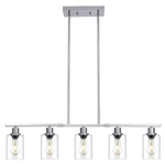 39.4" Kitchen Island Lighting, 5 Lights Clear Glass Pendant Fixtue, Chr.... Fixed Price $203.09.