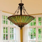 Tiffany Pendant Fixture -5 Lights, Stained Glass Style Chandelier, Umbrella Lamp. Fixed Price $209.99.