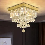 Wosohyun Modern Gold Crystal Chandelier 12IN Flush Mount Ceiling Light 4 Ligh.... Fixed Price $189.07.