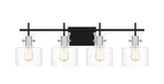 Quoizel Pensbury 4 Light Bath Vanity, Matte Black/clear - PEN8630MBK. Fixed Price $140.00.