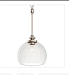 New! Kichler 1-LIGHT Polished Nickel Globe Pendant With Clear Glass Shade. Fixed Price $63.00.
