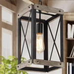 Lnc Black Rustic Wood Cage 1-LIGHT Farmhouse Kitchen Pendant Lighting. Fixed Price $39.99.