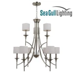 Sea Gull Stirling 30" Light Chandelier Brushed Nickel White, 31952-962. Fixed Price $749.95.
