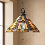 Quoizel Inglenook 17" Tiffany-style Art Glass Pull-chain Pendant Light. Fixed Price $351.99.