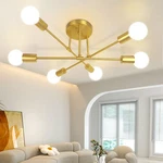 Modern Sputnik Chandelier, Ceiling Fixture Flush Mount 6-LIGHTS Gold Ch.... Fixed Price $40.04.
