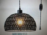 Lwytjo Derica 1-LIGHT Black Plug-in Woven Rattan Dome Boho Pendant. Fixed Price $35.95.