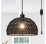 Lwytjo Derica 1-LIGHT Black Plug-in Boho Rattan Dome Pendant W/14.7FT Cord. Fixed Price $40.49.