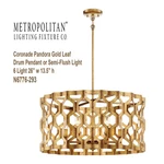 Minka Metropolitan Coronade Light 26 X 13.5 Gold Pendant Semi Flush N6776-293. Fixed Price $495.00.
