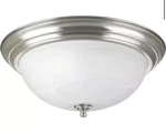 15.25 In. 3-LIGHT Brushed Nickel Flush Mount With Alabaster Glass By Progress L.. Fixed Price $37.99.