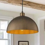 Edislive Elizabeth 11.8 In. 1-LIGHT Vintage Gold Stripe Dome Pendant. Fixed Price $71.99.